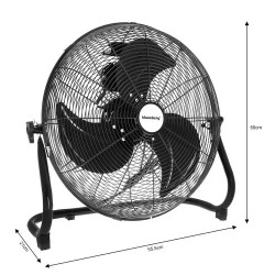 Ανεμιστήρας δαπέδου Klausberg KB 7517, 100W, 45 cm, Μεταλλικός, 3 ταχύτητες, Μαύρο