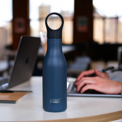 Joseph Joseph Loop 81120 Insulated Bottle, 500 ml, Double-walled, Clip-on Lid, Vacuum Insulation, Blue