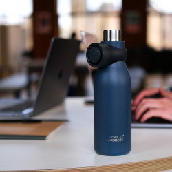 Joseph Joseph Loop 81120 Insulated Bottle, 500 ml, Double-walled, Clip-on Lid, Vacuum Insulation, Blue
