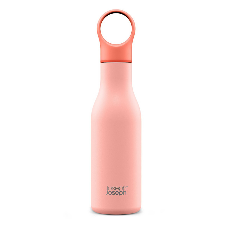 Joseph Joseph Loop 81119 Insulated Bottle, 500 ml, Double-walled with copper lining, Clip-on cap, Vacuum insulation, Coral