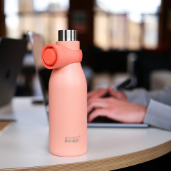 Joseph Joseph Loop 81119 Insulated Bottle, 500 ml, Double-walled with copper lining, Clip-on cap, Vacuum insulation, Coral