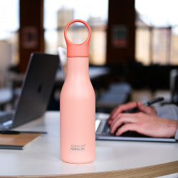 Joseph Joseph Loop 81119 Insulated Bottle, 500 ml, Double-walled with copper lining, Clip-on cap, Vacuum insulation, Coral