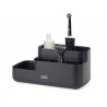 Joseph Joseph EasyStore 70600 Bathroom Organizer, 5 Compartments, 24.9 x 12 cm, Non-Slip Base, Black