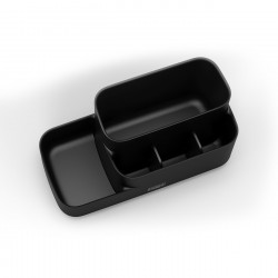 Joseph Joseph EasyStore 70600 Bathroom Organizer, 5 Compartments, 24.9 x 12 cm, Non-Slip Base, Black