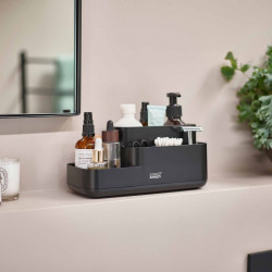 Joseph Joseph EasyStore 70600 Bathroom Organizer, 5 Compartments, 24.9 x 12 cm, Non-Slip Base, Black