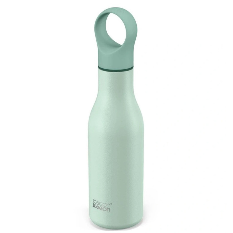 Joseph Joseph Loop 81118 Insulated Bottle, 500 ml, Double-walled with copper lining, Clip-on cap, Vacuum insulation, Green