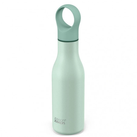 Joseph Joseph Loop 81118 Insulated Bottle, 500 ml, Double-walled with copper lining, Clip-on cap, Vacuum insulation, Green