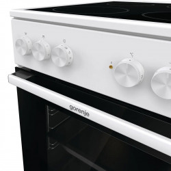 Aragaz electric vitroceramic Gorenje GEC5A61WG, 70 L, 10 functii, Placi ceramice, AquaClean, Silvermatte, Indicator de caldură reziduala, Alb