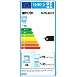 Gorenje GEC5A61WG, 70 l, 10 λειτουργίες, Κεραμικές εστίες, AquaClean, Silvermatte, Ένδειξη υπολειπόμενης θερμότητας, Λευκό