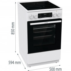 Aragaz Gorenje GEC5C42WG, 70L, 4 plite, 10 programe, 275C, display LED, Clasa A, Alb