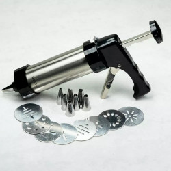 Kinghoff KH 1363 Pastry Pipe, 21 x 17 cm, 8 stencils, 8 nozzles, stainless steel, gray/black