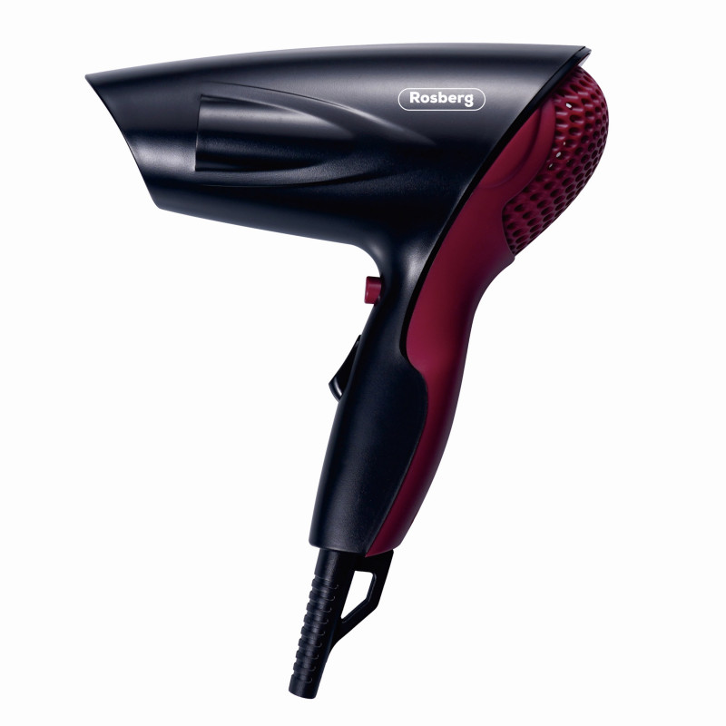 Rosberg R51100P Hair Dryer, 1200W, 2 speeds, DC motor, Cool air setting, Black/red