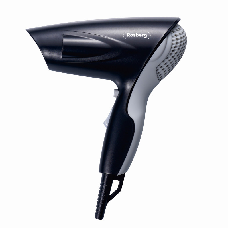 Rosberg R51100P Hair Dryer, 1200W, 2 speeds, DC motor, Cool air setting, Black/Gray