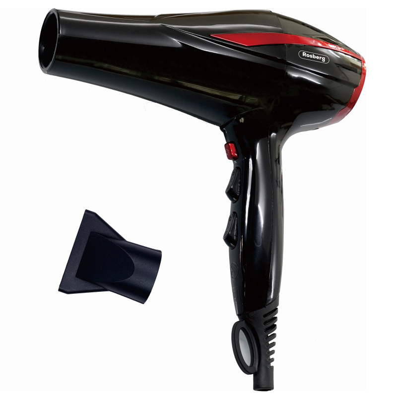 Rosberg R51100O Hair Dryer, 2200W, 2 speeds, 3 heat settings, Cool shot, Concentrator, Black/Red