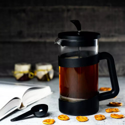 Kinghoff KH 1399 French Press, 1 L, Glass Bowl, Black