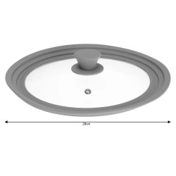Kinghoff KH 1649 Lid, 24/26/28 cm, Glass, Silicone Rim, Universal, Gray