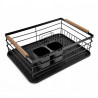 Kinghoff KH 1728 Dish Rack, Cutlery Holders, Wooden Handles, Black