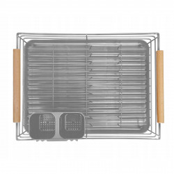 Kinghoff KH 1729 Dish Rack, Cutlery Holders, Wooden Handles, Gray