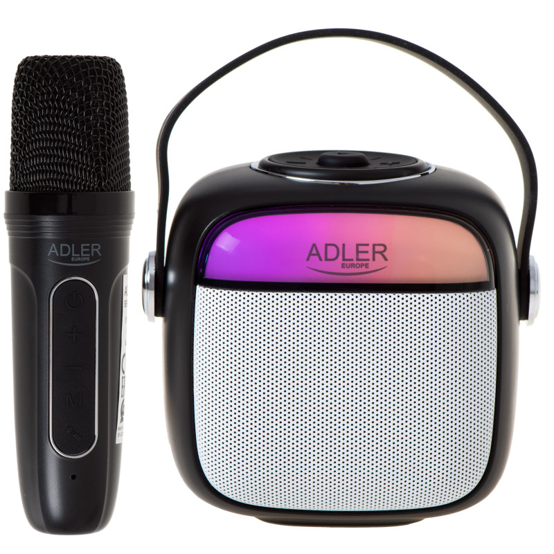 Adler AD 1199 Karaoke Speaker with Microphone, Wireless, 8-hour battery life, USB-C, Bluetooth 5.1, Black
