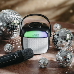 Adler AD 1199 Karaoke Speaker with Microphone, Wireless, 8-hour battery life, USB-C, Bluetooth 5.1, Black