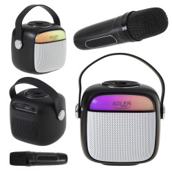 Adler AD 1199 Karaoke Speaker with Microphone, Wireless, 8-hour battery life, USB-C, Bluetooth 5.1, Black