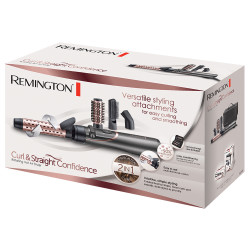 Четка за сушене и стилизиране Remington Curl and Straight Confidence AS8606, 800W, Керамично покритие, Йонно кондициониране, Cool Shot, Черен/Розов