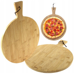Kinghoff KH 1674 Pizza Board, 35 cm, Comfortable Handle, Bamboo