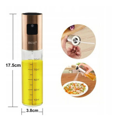Kinghoff KH 1722 Oil and Vinegar Spray Bottle, Glass, 100 ml, 18 x 4 cm, Clear/Gold