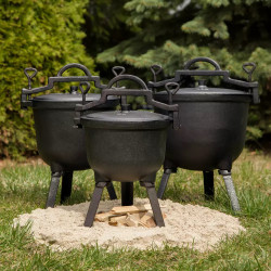 Kinghoff KH 2233 Cooking Pot, Hunter Style, 10 Liters, Cast Iron, For Barbecue, Black