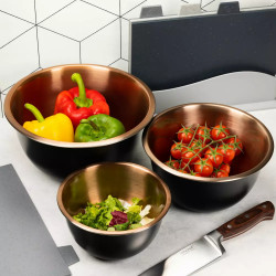 Set 3 boluri din inox pentru mixare Klasuberg KB 7394, 5/3/1.6 L, Negru/Cupru