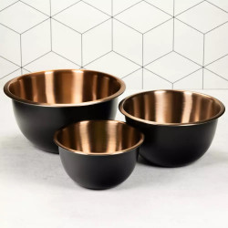 Klausberg KB 7394 Deep Bowl Set, 5 L, 3 L, 1.6 L, Polished, Stainless Steel/Copper