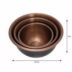Klausberg KB 7394 Deep Bowl Set, 5 L, 3 L, 1.6 L, Polished, Stainless Steel/Copper