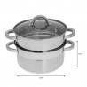 Oale pentru gatire cu aburi Klausberg KB 7141, 22 cm, 4 litri, 3 piese, Fund gros, Inox