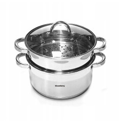 Oale pentru gatire cu aburi Klausberg KB 7144, 24 cm, 5 litri, 3 piese, Fund gros, Inox