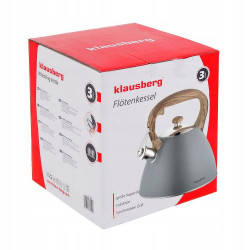 Klausberg KB 7297 Kettle, 3 liters, Whistling, Induction, Gray Stainless Steel