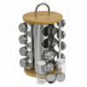 Klausberg KB 7553 Spice Jar Set with Stand, 16 jars, Bamboo and Steel, Stainless Steel/Brown