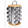 Klausberg KB 7553 Spice Jar Set with Stand, 16 jars, Bamboo and Steel, Stainless Steel/Brown