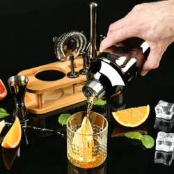 Klausberg KB 7584 Cocktail Set, 17 pieces, Bamboo Stand, Graphite