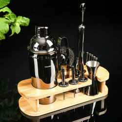 Klausberg KB 7584 Cocktail Set, 17 pieces, Bamboo Stand, Graphite