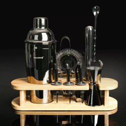 Klausberg KB 7584 Cocktail Set, 17 pieces, Bamboo Stand, Graphite