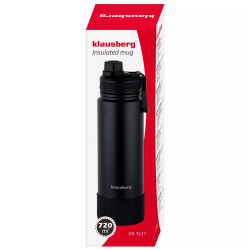 Термобутилка Klausberg KB 7637, 720 ml, Двойни стени, Стомана, Черен