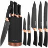 Klausberg KB 7614 Knife Set with Stand, 6 pieces, Ergonomic handles, Stainless steel, Black