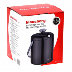 Παγοθήκη  με κλιπ και σουρωτήρι Klausberg KB 7656, 1,3L, Διπλά τοιχώματα, Μαύρο ατσάλι