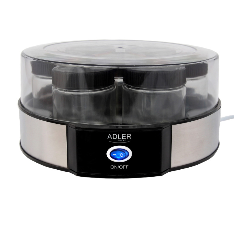 Adler AD 4476 Yogurt Maker, 20W, 1.4 L, 7 Jars, Black/Silver