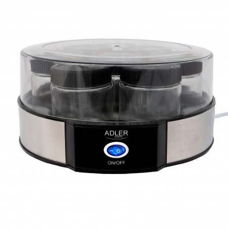 Adler AD 4476 Yogurt Maker, 20W, 1.4 L, 7 Jars, Black/Silver