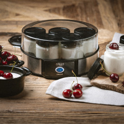 Adler AD 4476 Yogurt Maker, 20W, 1.4 L, 7 Jars, Black/Silver