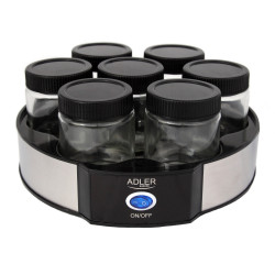 Adler AD 4476 Yogurt Maker, 20W, 1.4 L, 7 Jars, Black/Silver