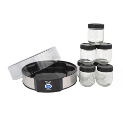 Adler AD 4476 Yogurt Maker, 20W, 1.4 L, 7 Jars, Black/Silver