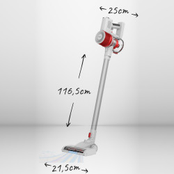 Aspirator vertical Adler AD 7051, Acumulator,11.7 kPa, 2200 mAh, 0,600 ml, 2 moduri de functionare, Filtru lavabil, Alb/Rosu