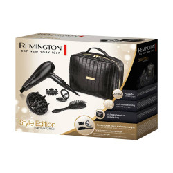 Σετ σεσουάρ μαλλιών με αξεσουάρ Remington D3195GP, 2200W, 3 ρυθµίσεις θερµοκρασίας, 2 ρυθµίσεις ταχύτητας, Σύστημα ιονισμού, Ρύθμιση κρύου αέρα, Μαύρο